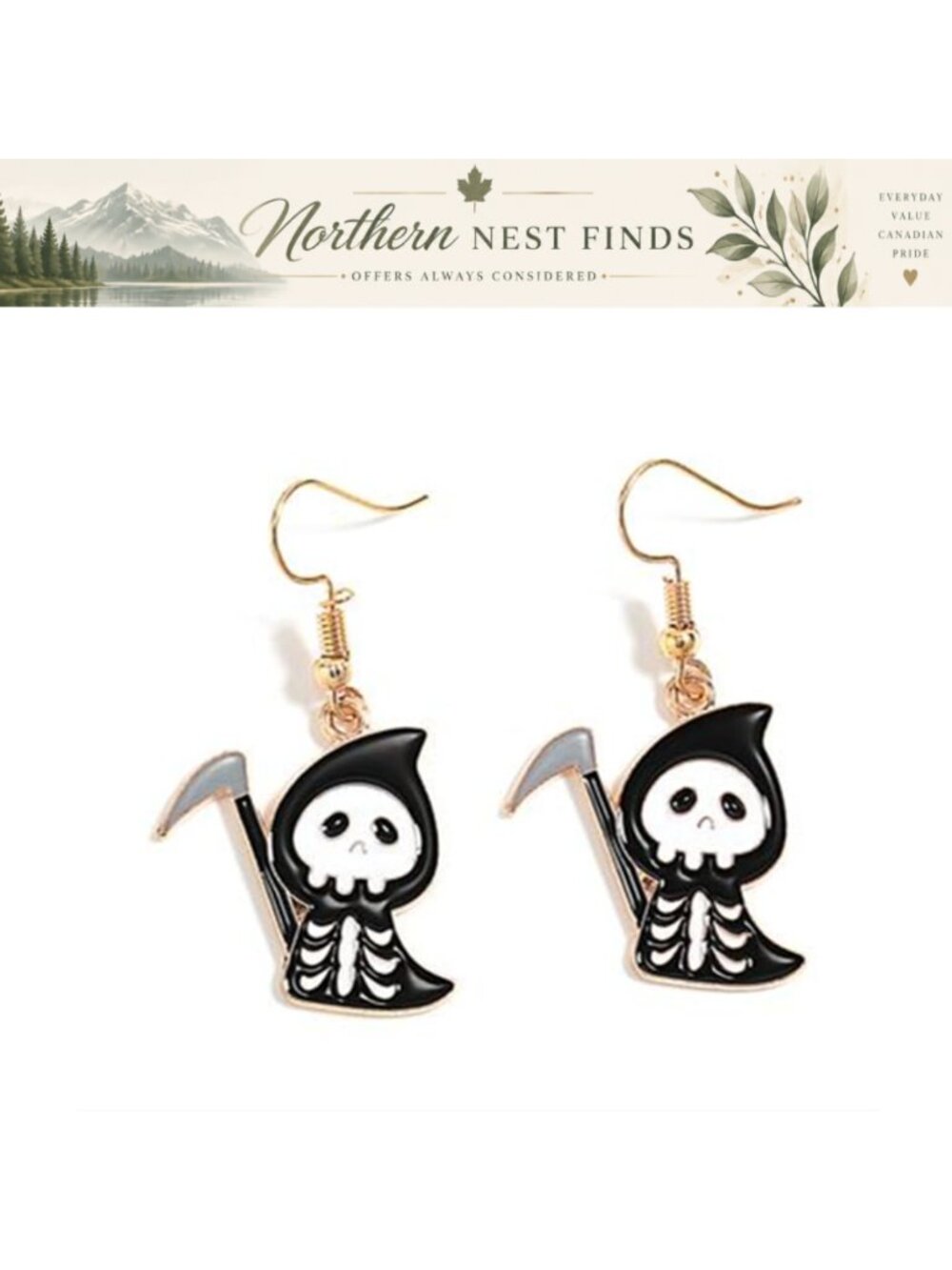 Halloween Ghost Grim Reaper Dangle Earrings & Ear Cuffs Alloy Jewelry